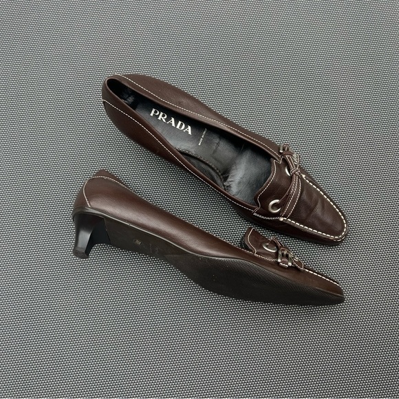 Vintage PRADA Loafer Kitten Heels - Picture 1 of 6